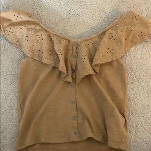 american eagle tannish mustard top
